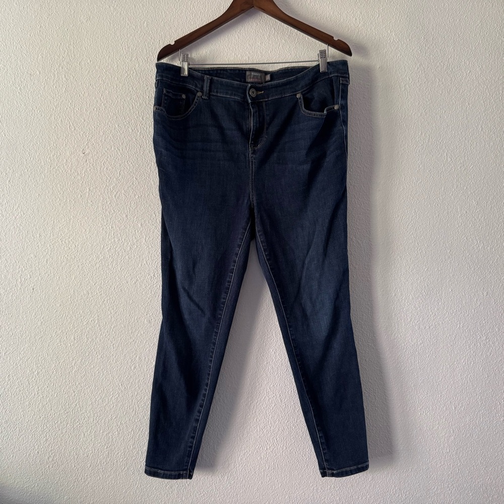 Torrid High Rise Super Chic Skinny Jeans Dark Wash Plus 14 Short Streetwear - Picture 15 of 16
